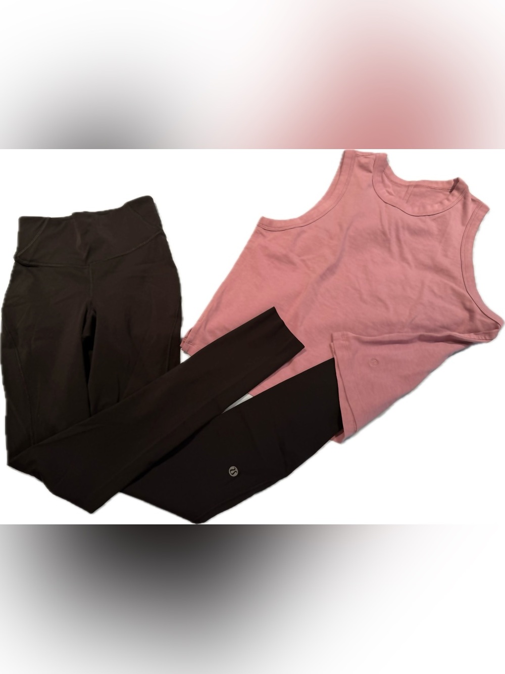 Lululemon High-Waist Black Active Leggings with Dusty Rose Tank (bundle)